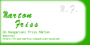 marton friss business card